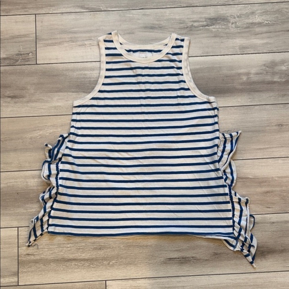 Current Elliott blue stripe ruffle tank size 1